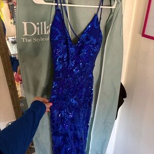 B Darlin Royal Blue Sequin Prom Dress